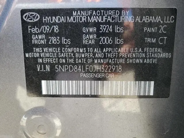 2018 HYUNDAI ELANTRA SEL
