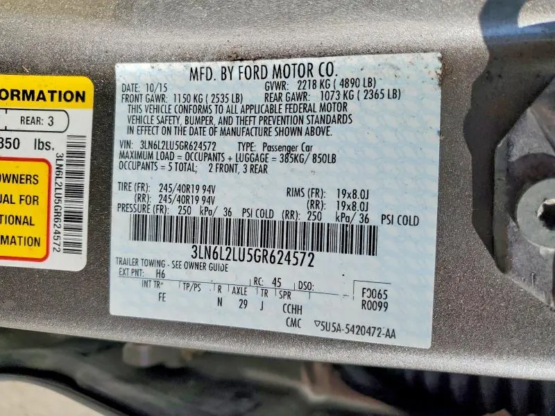 2016 LINCOLN MKZ HYBRID  
