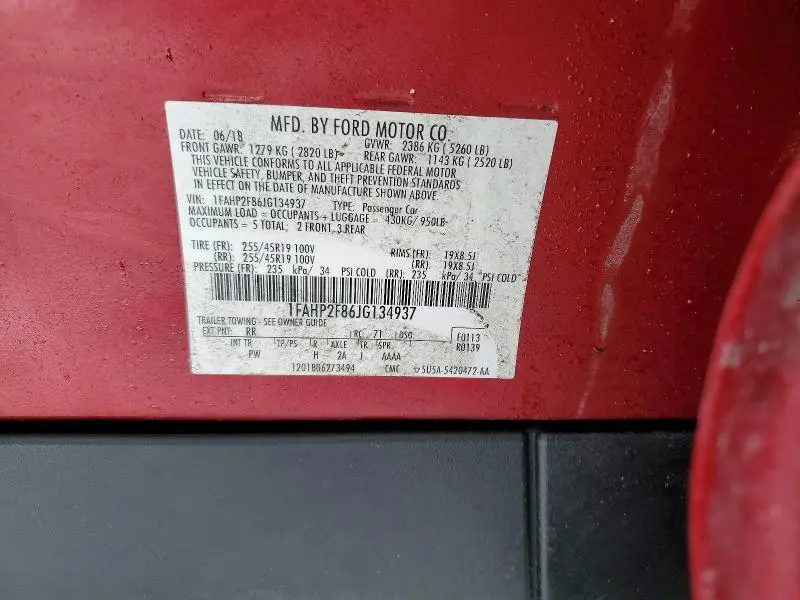 2018 FORD TAURUS LIMITED  