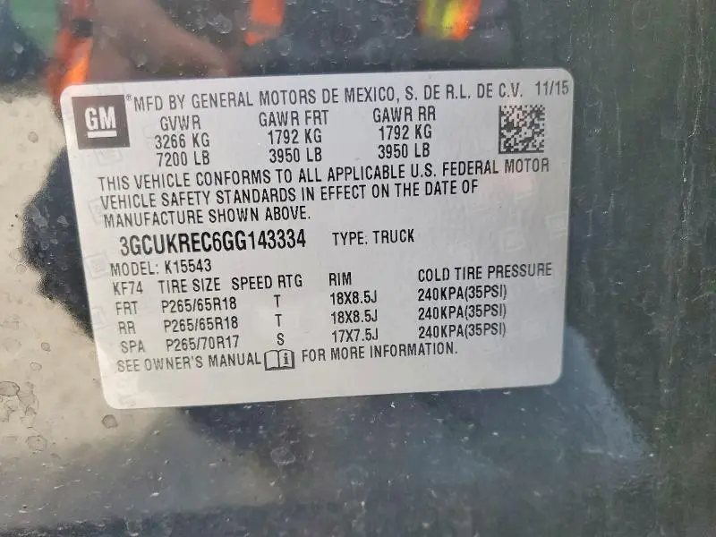 2016 CHEVROLET SILVERADO K1500 LT  