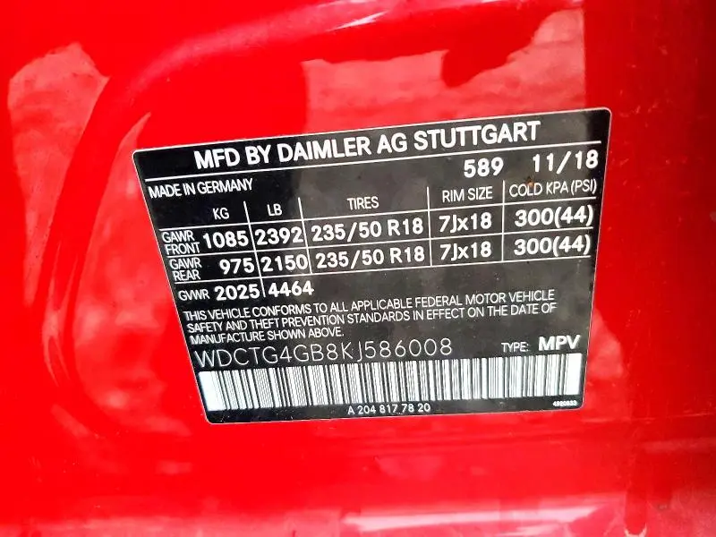 2019 MERCEDES-BENZ GLA 250 4MATIC  