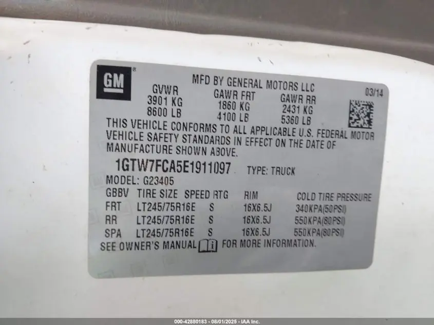2014 GMC SAVANA 2500 WORK VAN