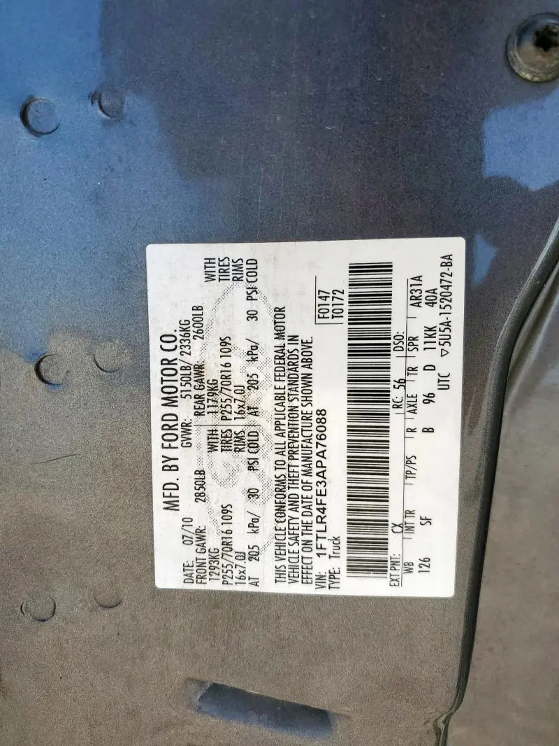 2010 FORD RANGER SUPER CAB  