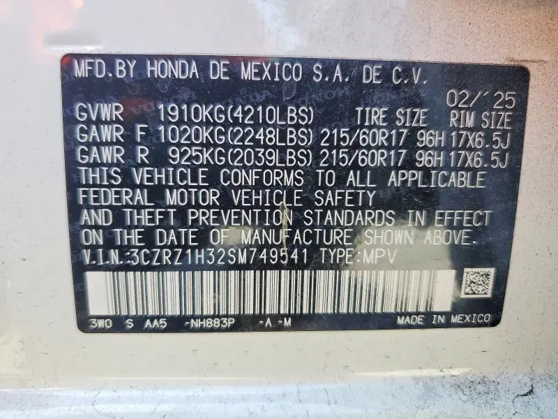 2025 HONDA HR-V LX  