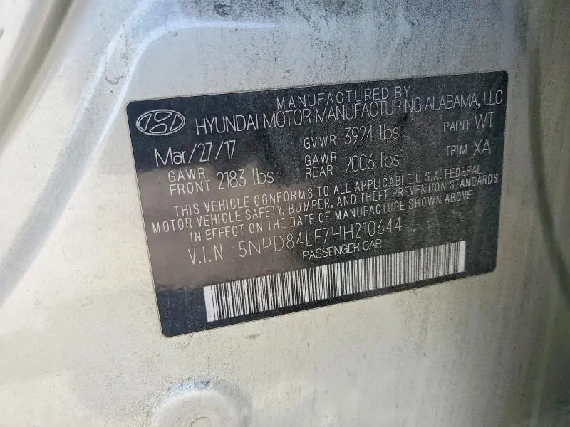 2017 HYUNDAI ELANTRA SE  