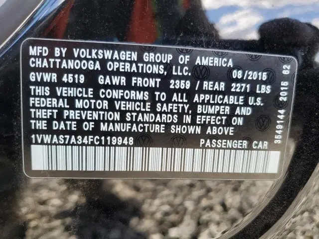 2015 VOLKSWAGEN PASSAT S  