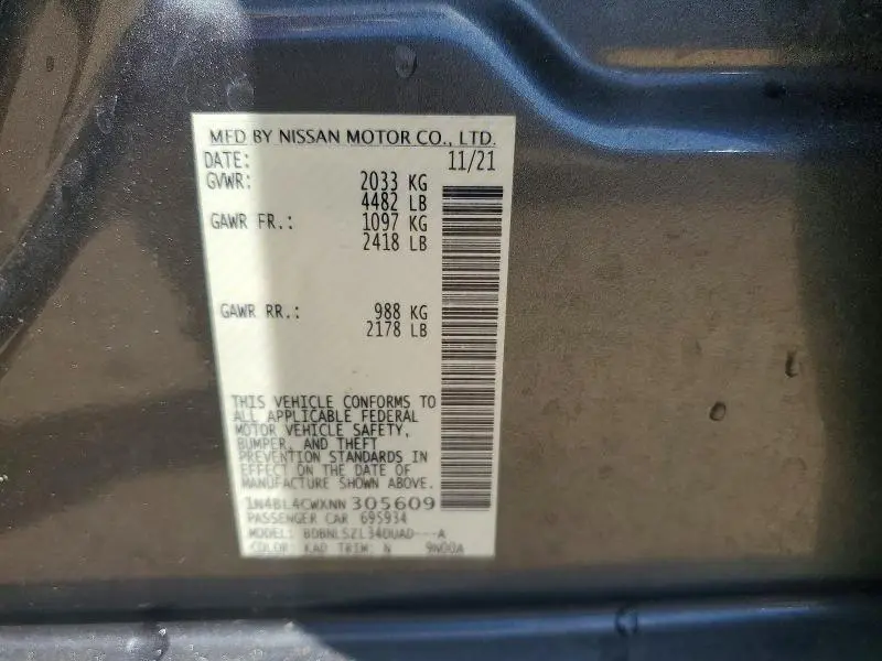 2022 NISSAN ALTIMA SR  
