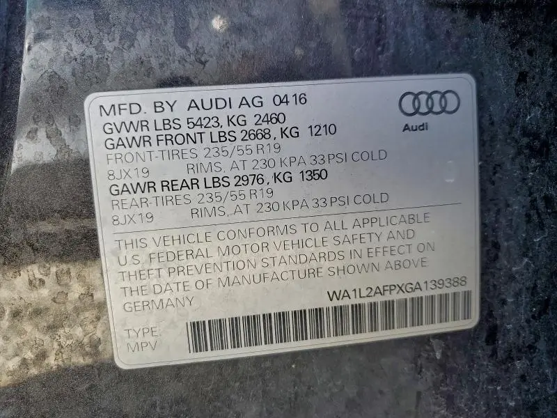 2016 AUDI Q5 PREMIUM PLUS  