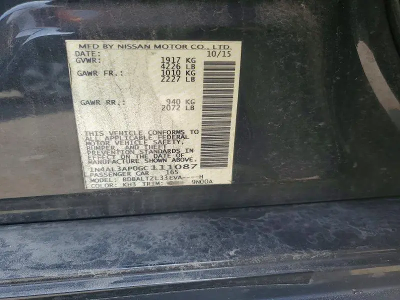 2016 NISSAN ALTIMA 2.5 SL  