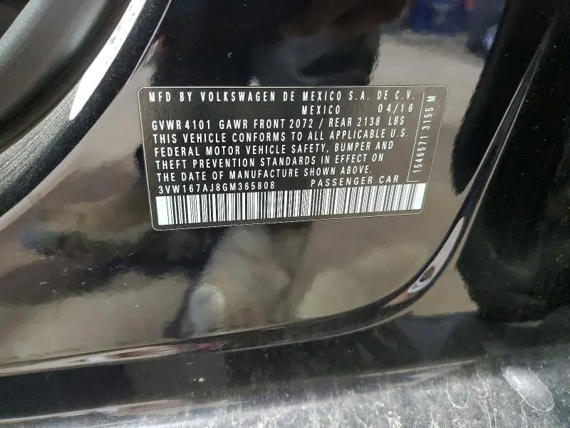 2016 VOLKSWAGEN JETTA S  