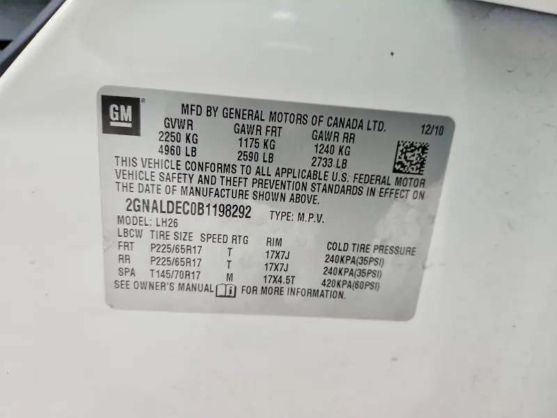 2011 CHEVROLET EQUINOX LT  