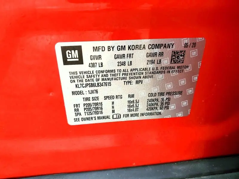 2020 CHEVROLET TRAX 1LT  