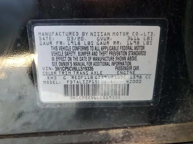 2020 NISSAN KICKS SV  