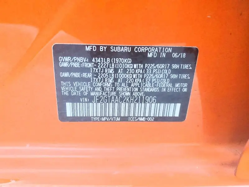 2019 SUBARU CROSSTREK   