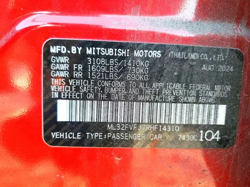 2024 MITSUBISHI MIRAGE G4 SE  