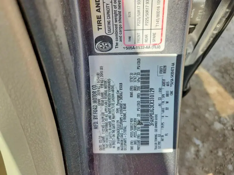 2012 FORD FUSION SEL  