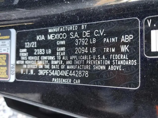 2022 KIA FORTE GT LINE  