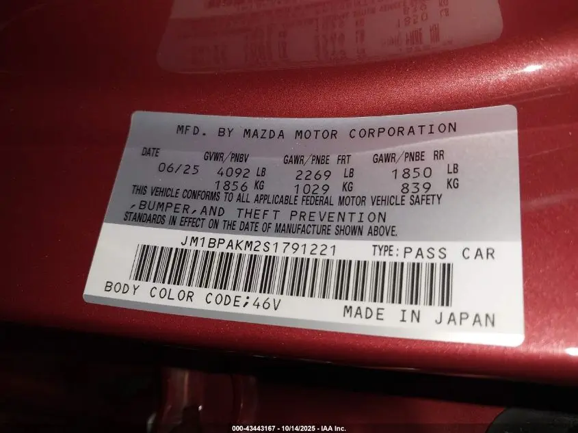 2025 MAZDA MAZDA3 2.5 S SELECT SPORT