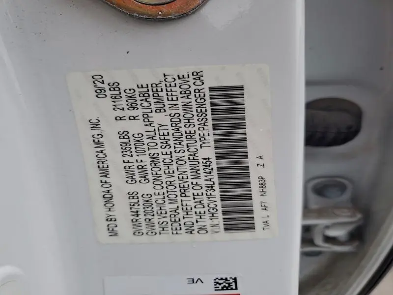 2020 HONDA ACCORD SPORT  