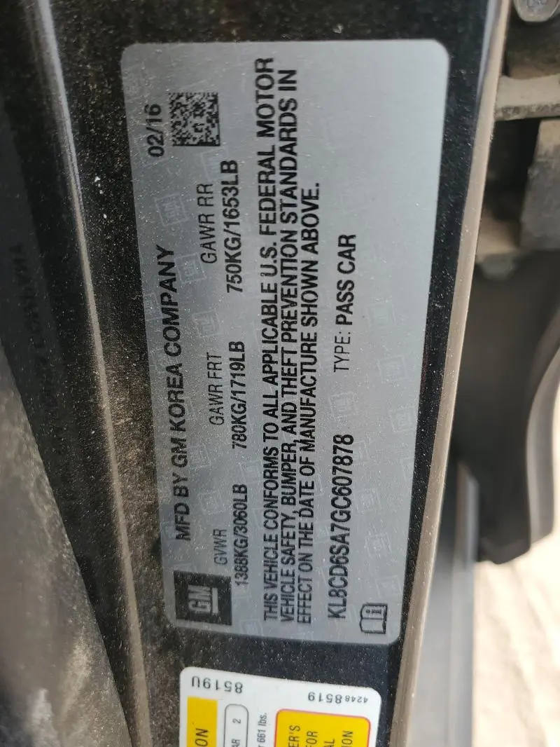 2016 CHEVROLET SPARK 1LT