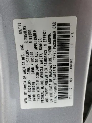 2013 HONDA ACCORD EX