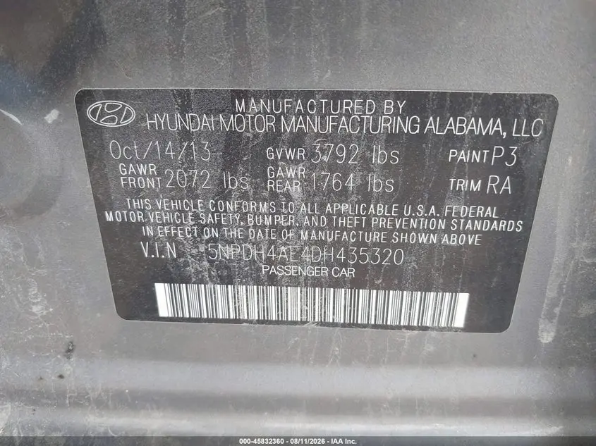2013 HYUNDAI ELANTRA GLS