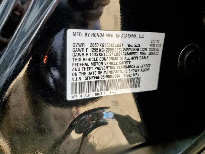 2017 HONDA PILOT ELITE  