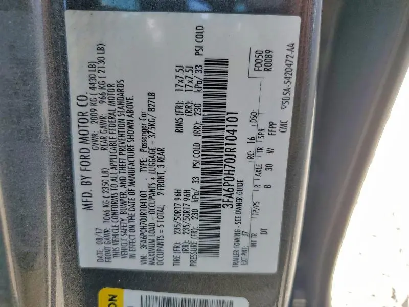2018 FORD FUSION SE  