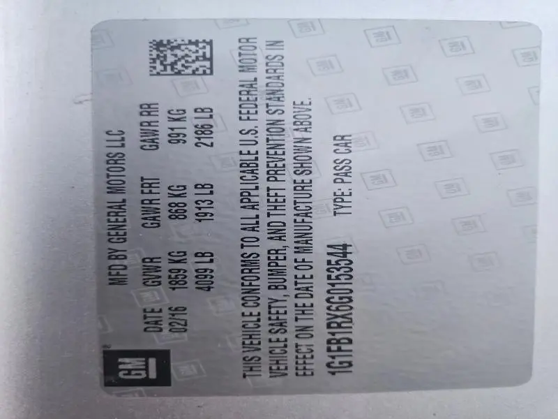 2016 CHEVROLET CAMARO LT  