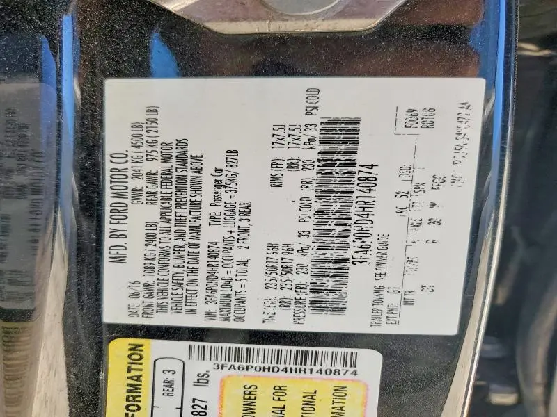 2017 FORD FUSION SE  