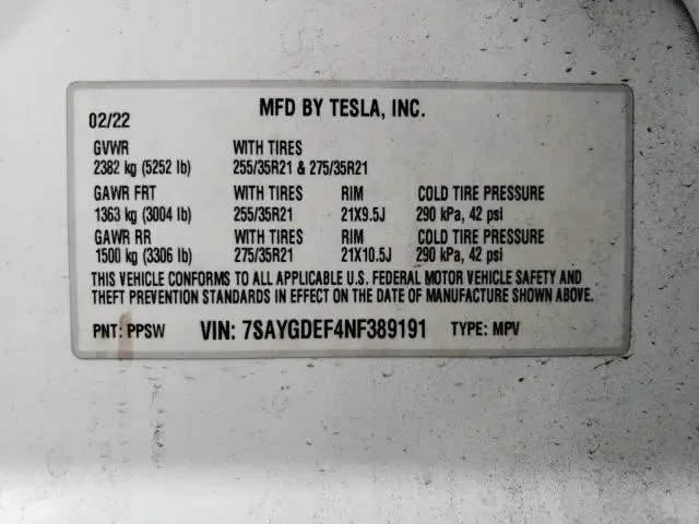 2022 TESLA MODEL Y   