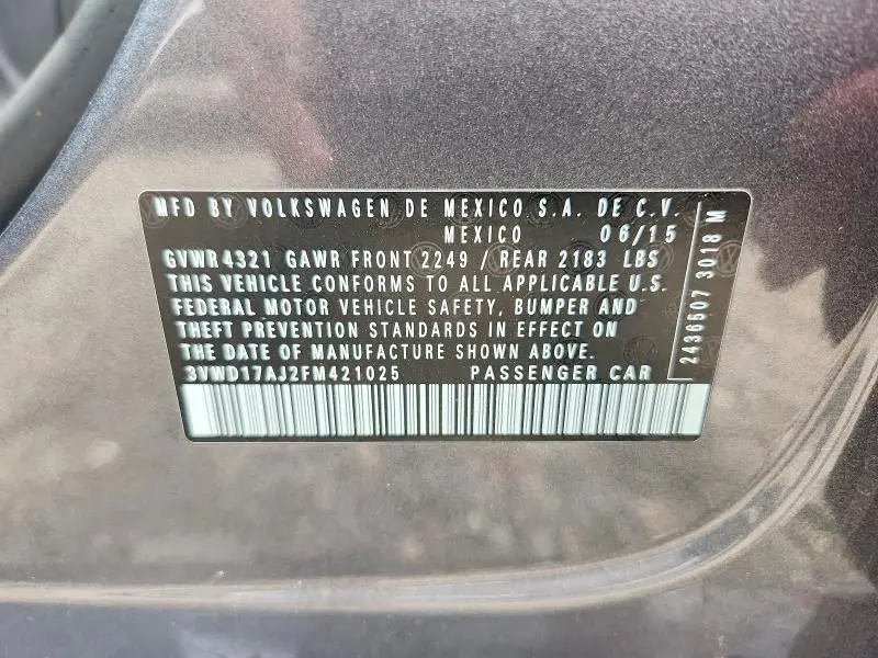 2015 VOLKSWAGEN JETTA SE  