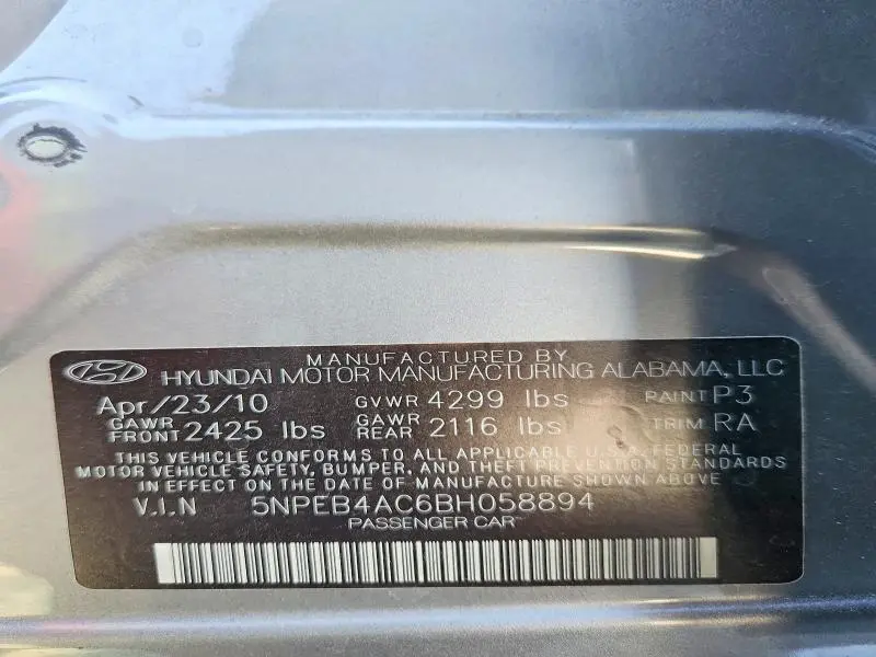 2011 HYUNDAI SONATA GLS  
