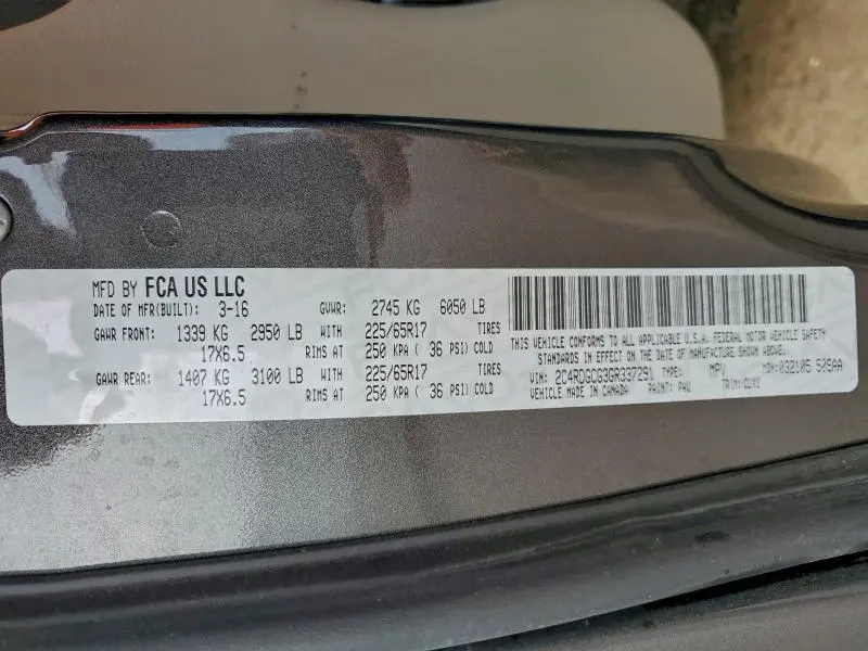 2016 DODGE GRAND CARAVAN SXT  