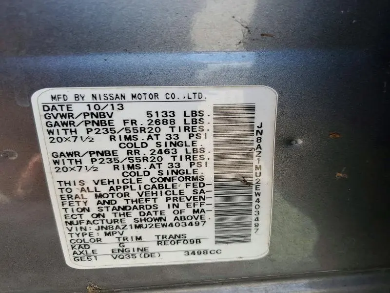 2014 NISSAN MURANO LE  