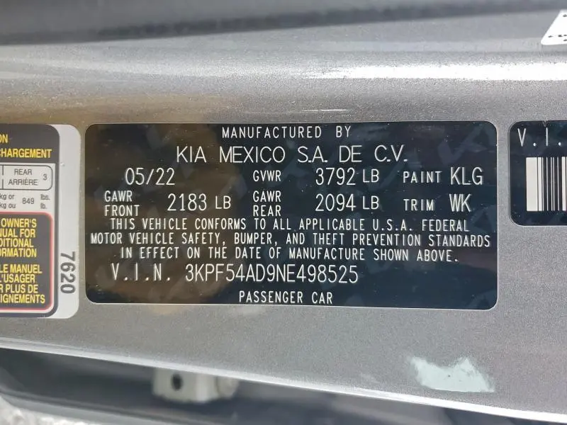 2022 KIA FORTE GT LINE  