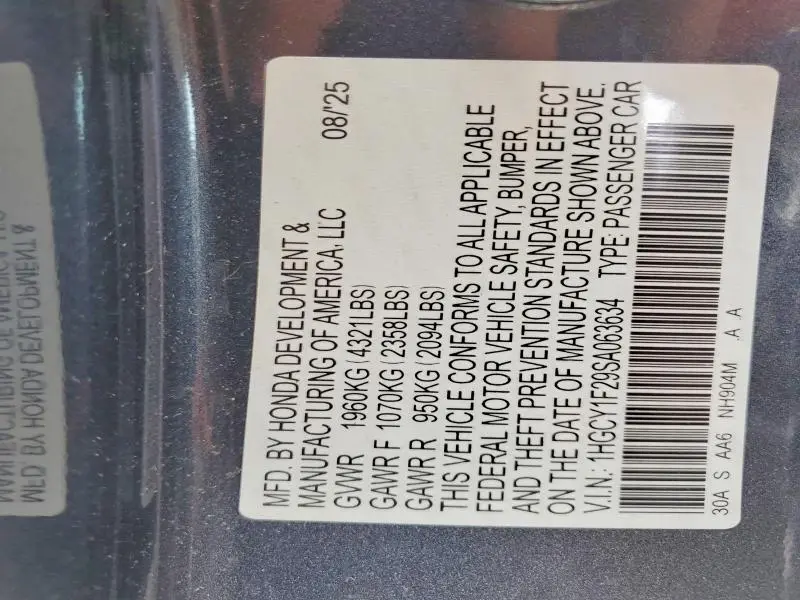 2025 HONDA ACCORD LX  