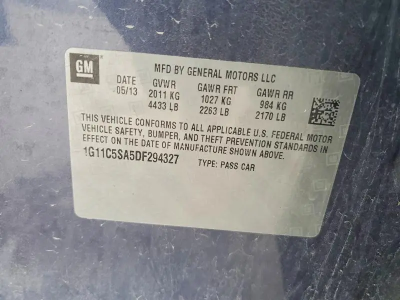 2013 CHEVROLET MALIBU 1LT  