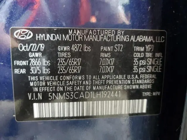 2020 HYUNDAI SANTA FE SEL  