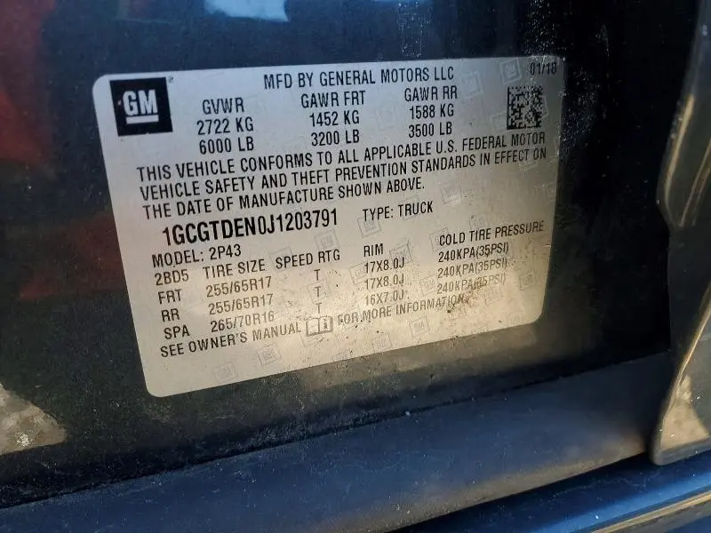 2018 CHEVROLET COLORADO Z71  