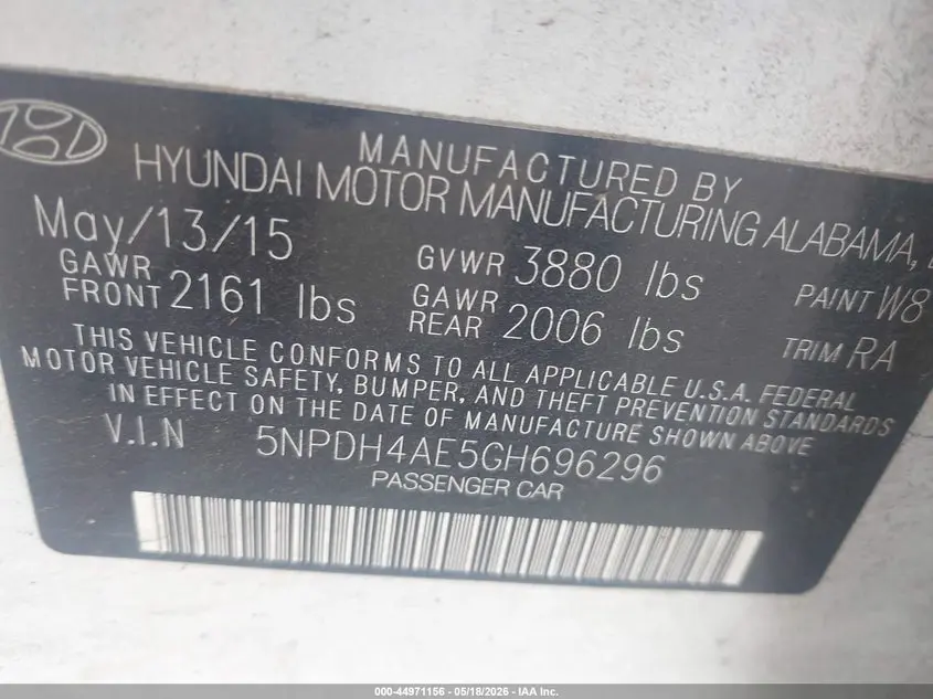 2016 HYUNDAI ELANTRA SE