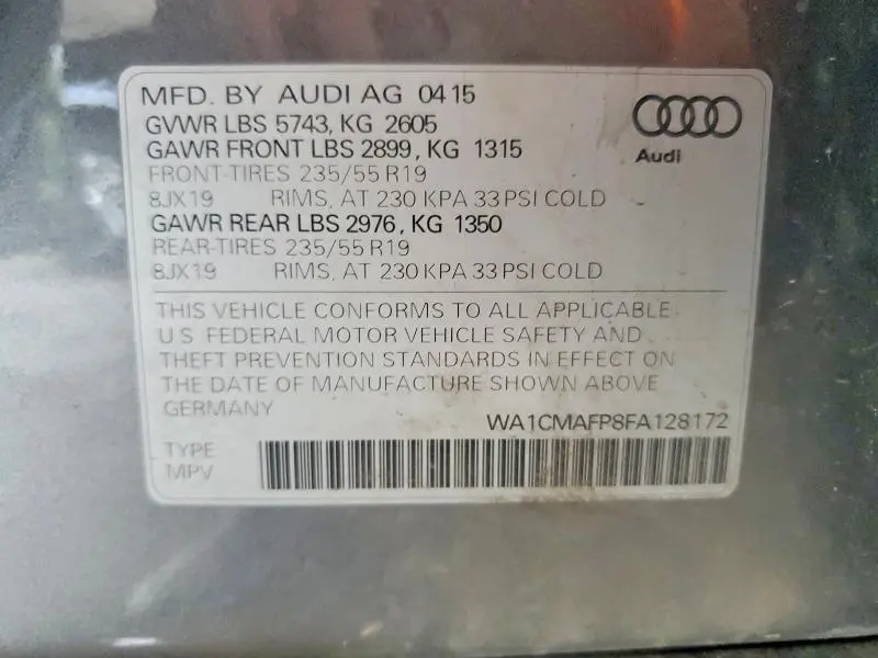 2015 AUDI Q5 TDI PREMIUM PLUS  