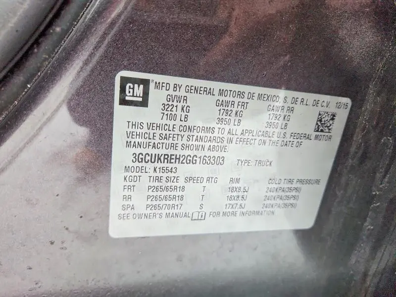 2016 CHEVROLET SILVERADO K1500 LT  