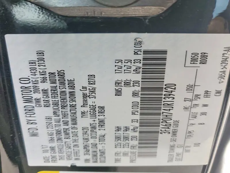 2018 FORD FUSION SE  