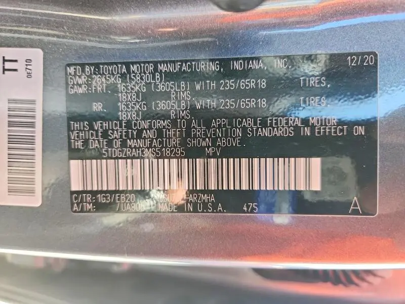 2021 TOYOTA HIGHLANDER XLE  