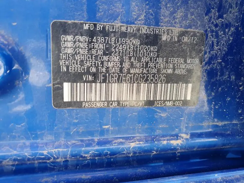 2012 SUBARU IMPREZA WRX  