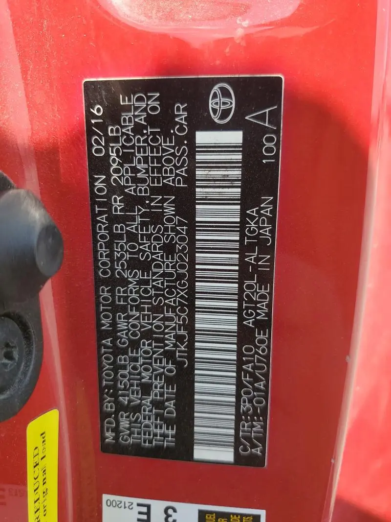 2016 TOYOTA SCION TC   