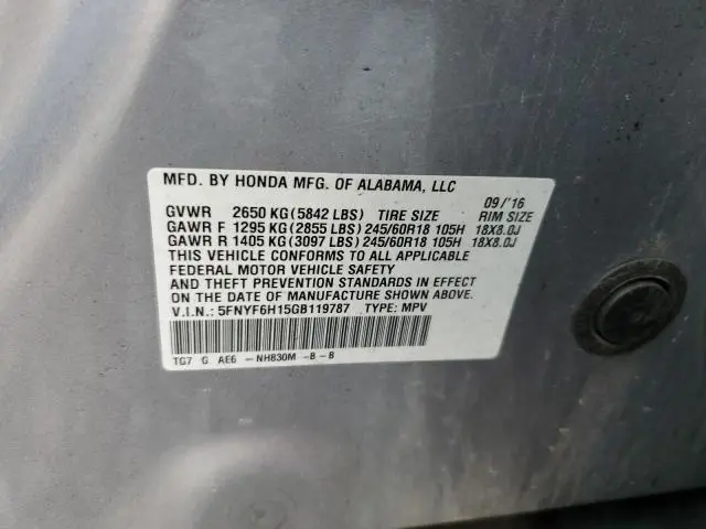 2016 HONDA PILOT LX  