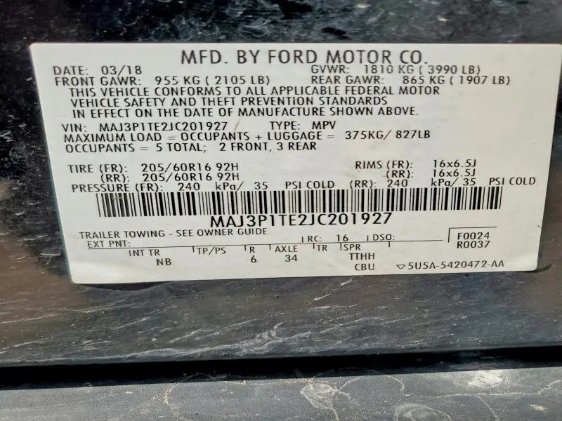 2018 FORD ECOSPORT SE  