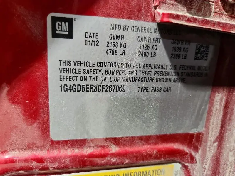 2012 BUICK LACROSSE PREMIUM  